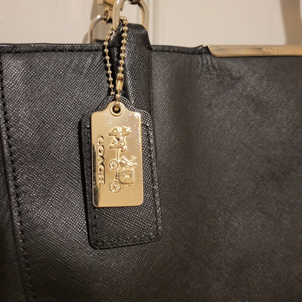 Coach Black Tote with Gold Accents - Picture 2 of 8
